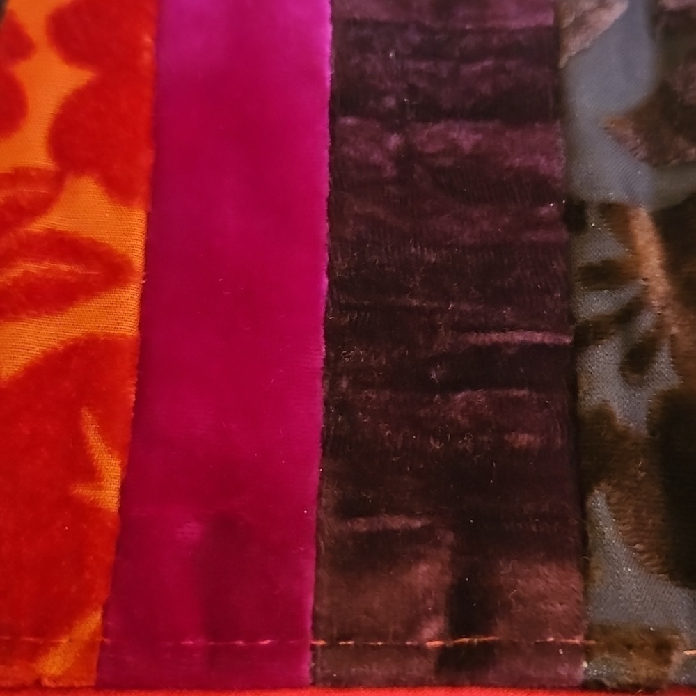 Vintage Multicolor Velvet Striped Carpet Envelope Clutch - Picture 3 of 11